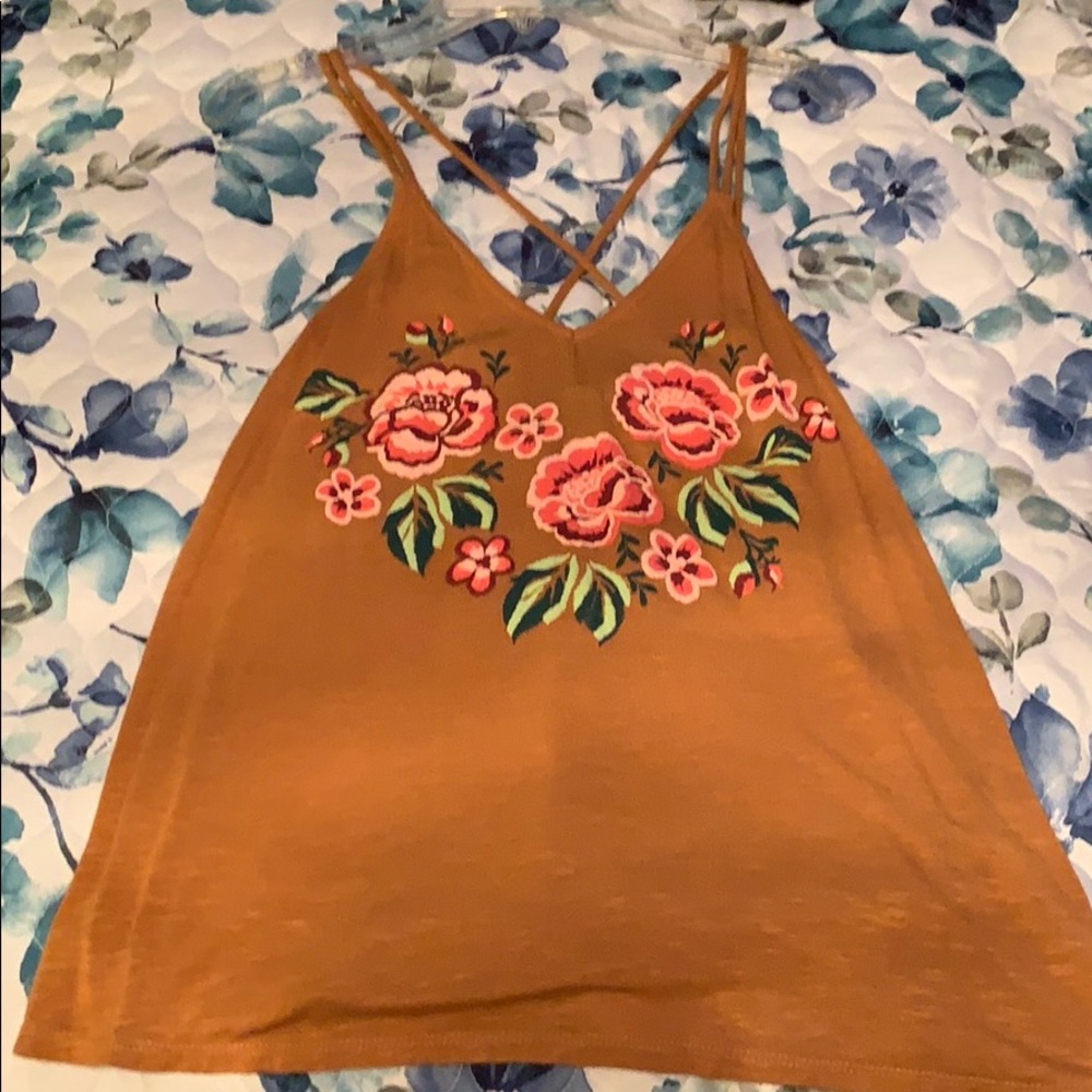 embroidered floral tank top